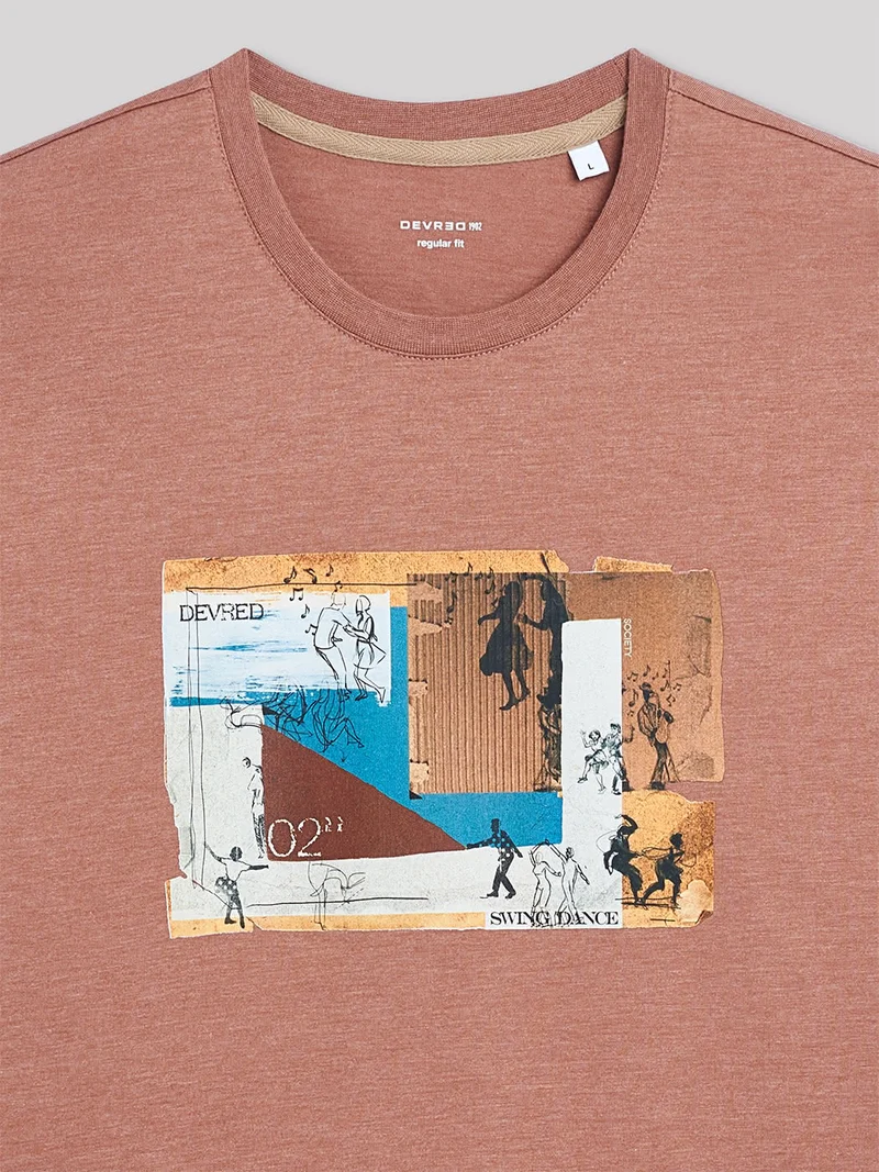 T-shirt col rond en coton à motif