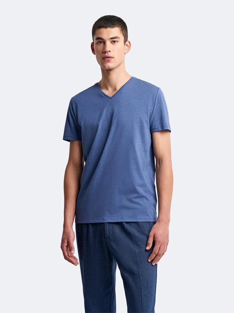 T-shirt col V mélange coton Supima®