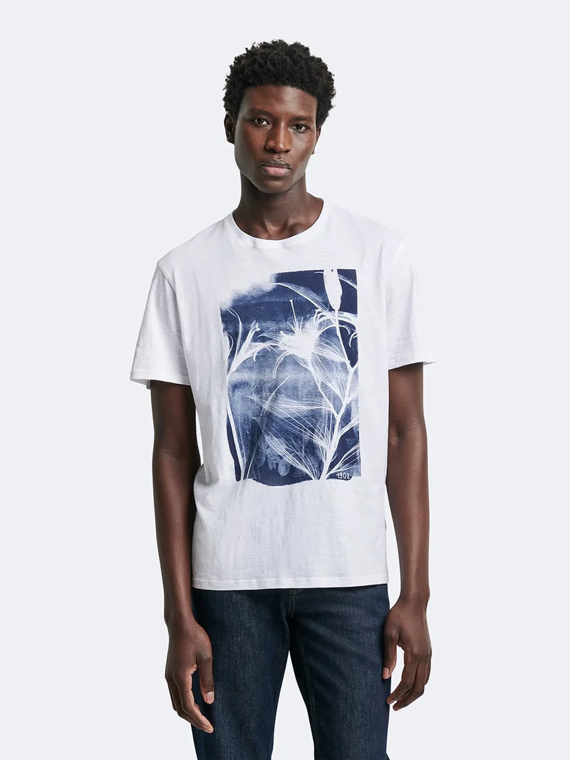 T-shirt col rond 100% coton à motif