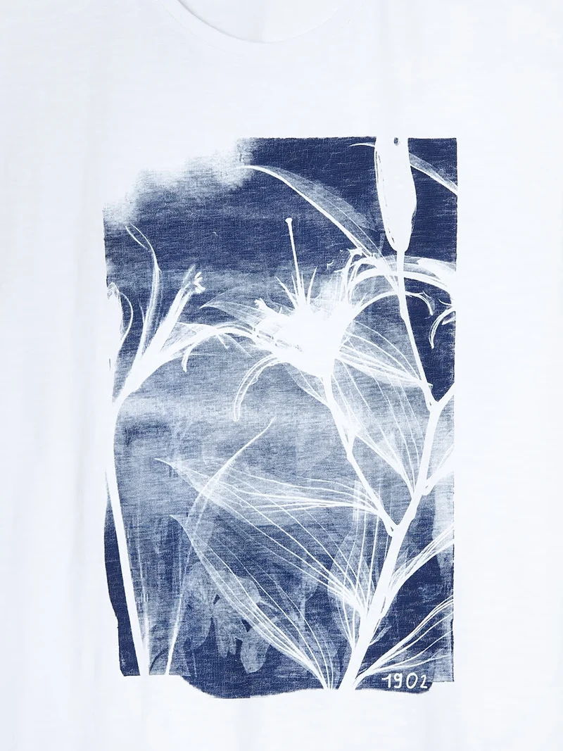 T-shirt col rond 100% coton à motif