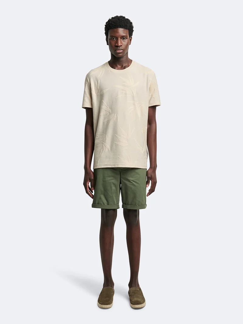 T-shirt col rond en coton fleuri