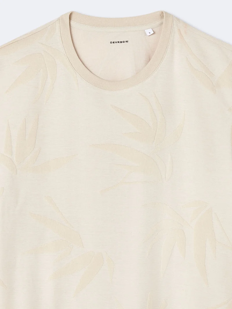 T-shirt col rond en coton fleuri