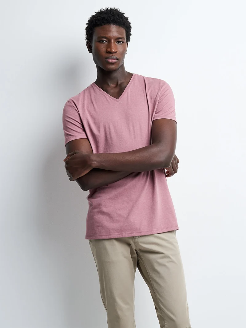 T-shirt col V mélange coton Supima®