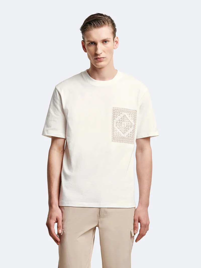 T-shirt col rond 100% coton brodé