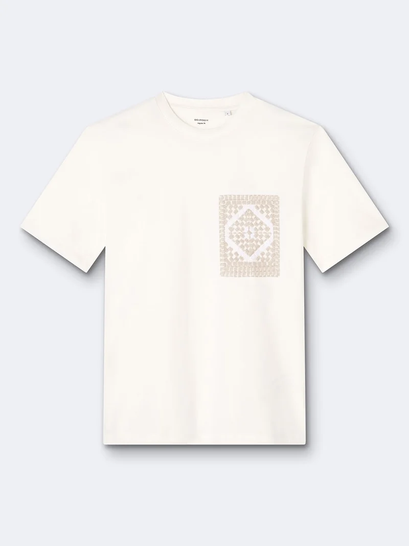 T-shirt col rond 100% coton brodé