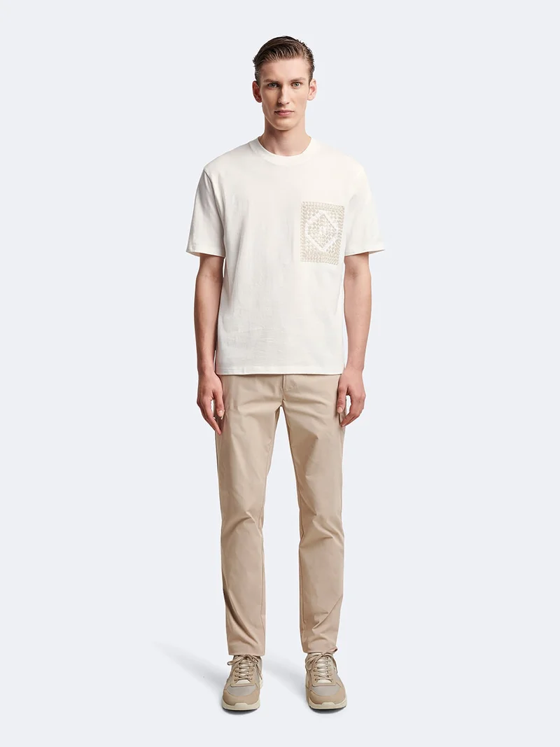 T-shirt col rond 100% coton brodé
