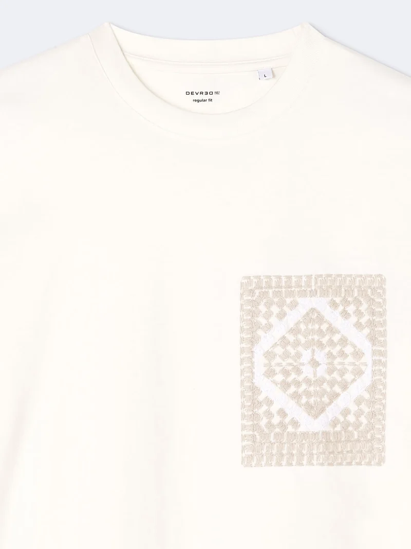 T-shirt col rond 100% coton brodé