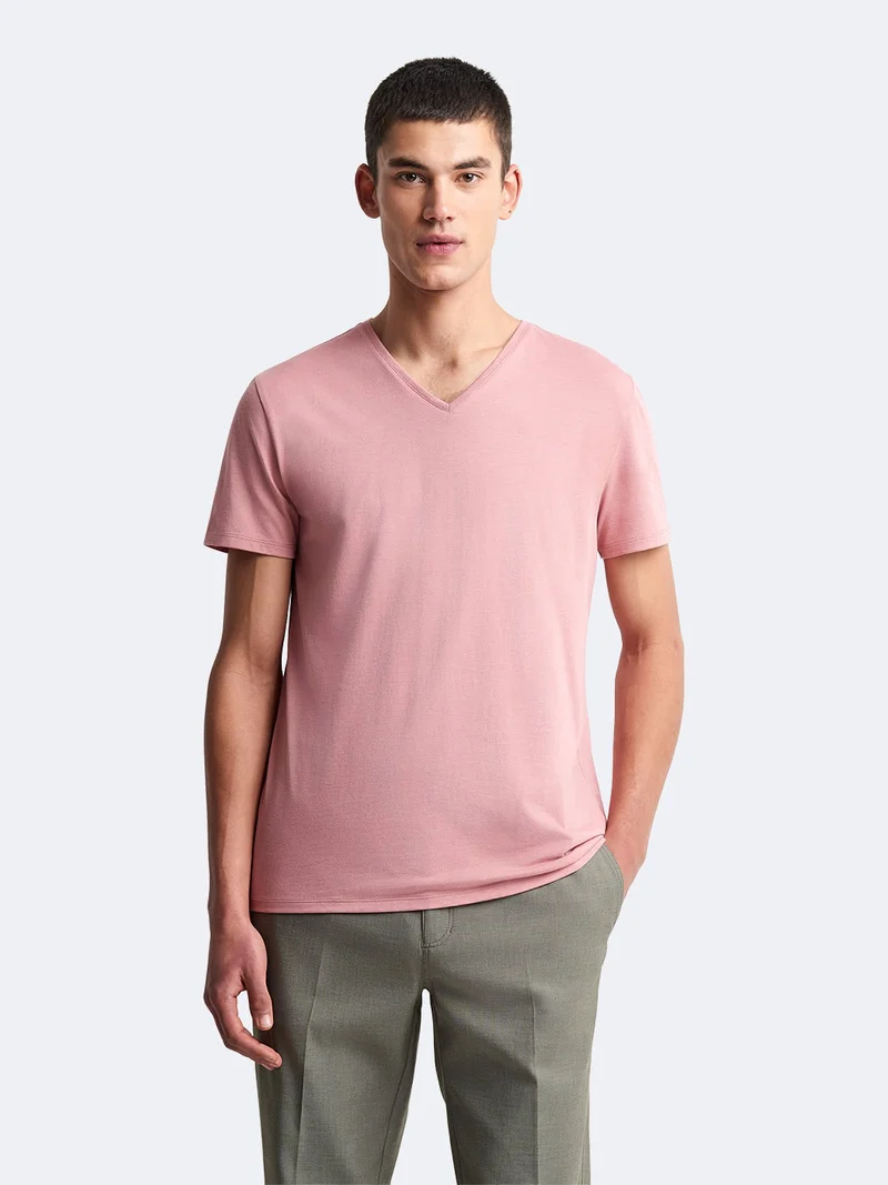 T-shirt col V mélange coton Supima®