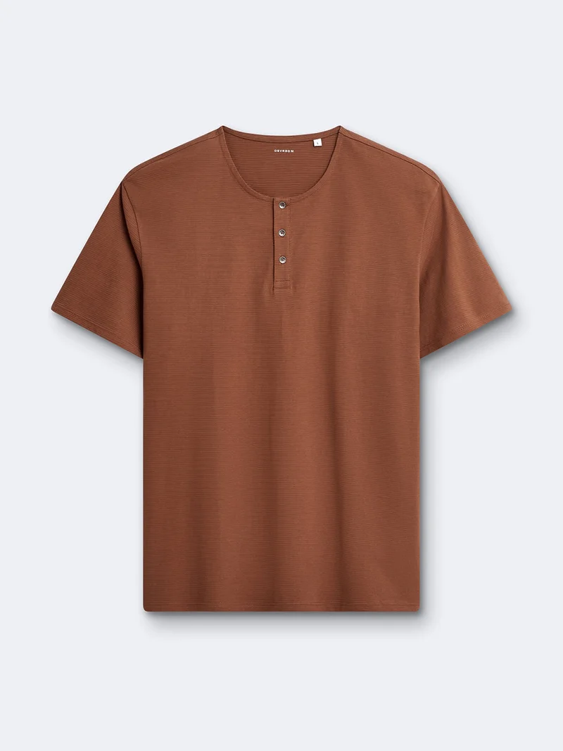 T-shirt col tunisien en coton