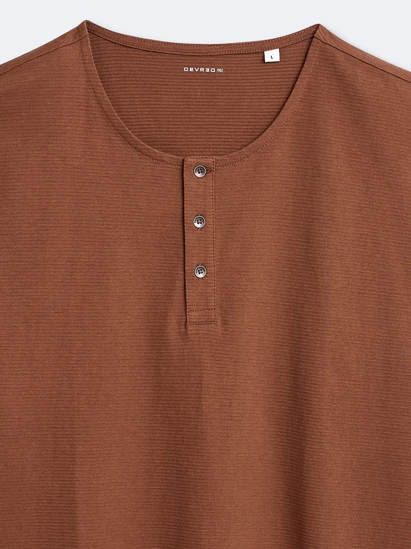 T-shirt col tunisien en coton