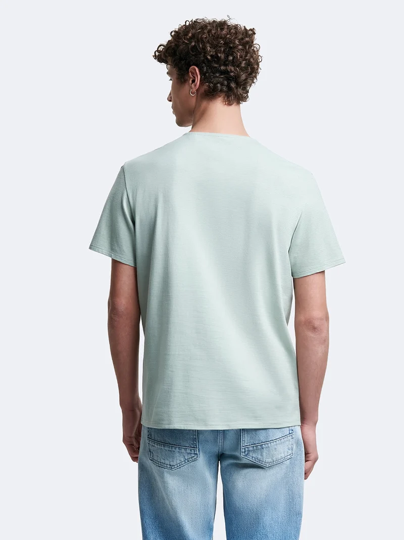 T-shirt col tunisien en coton
