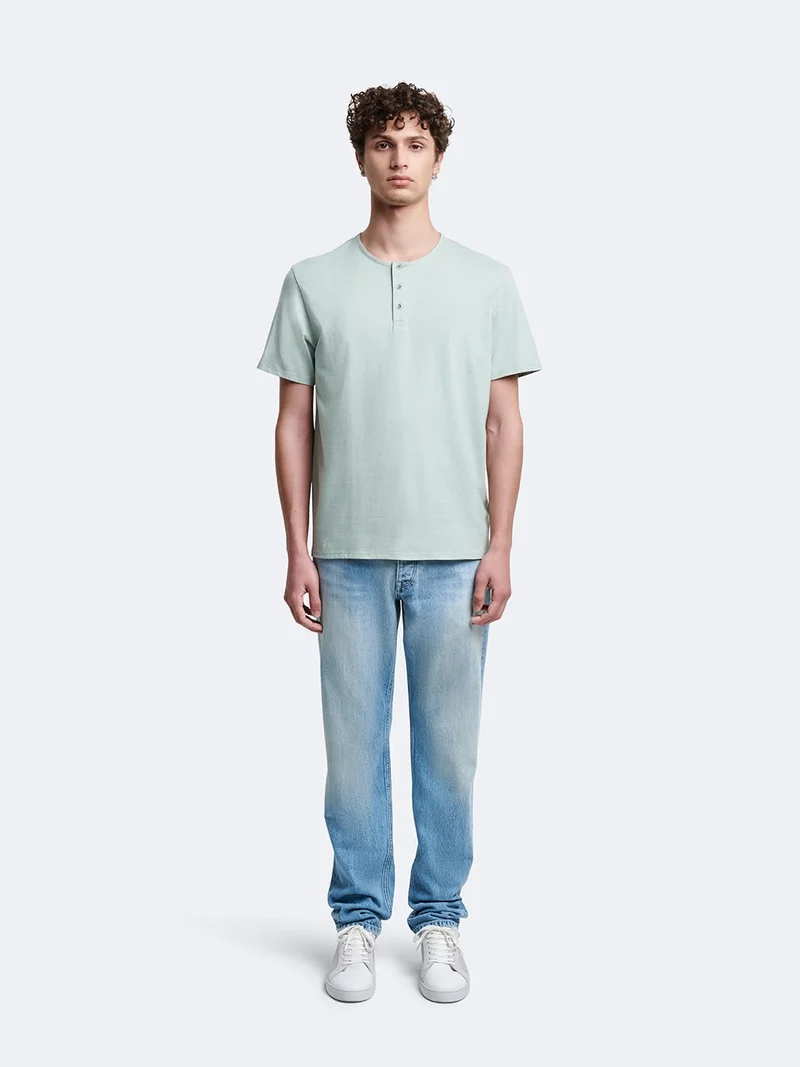 T-shirt col tunisien en coton