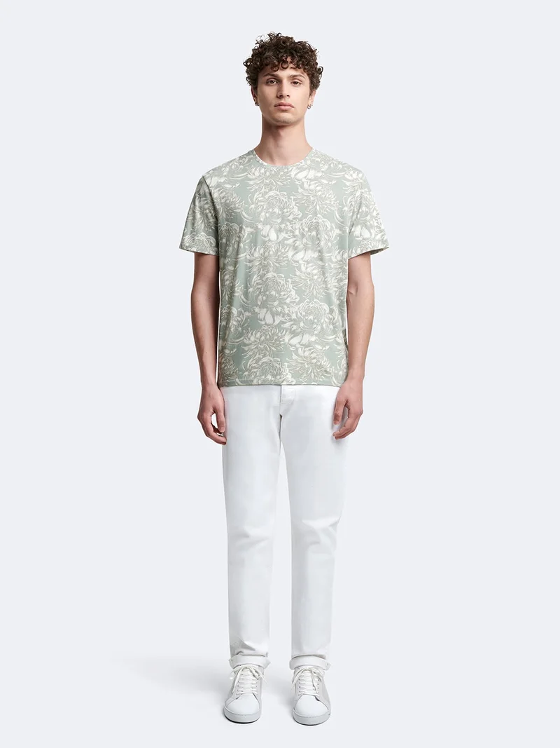T-shirt col rond en coton fleuri