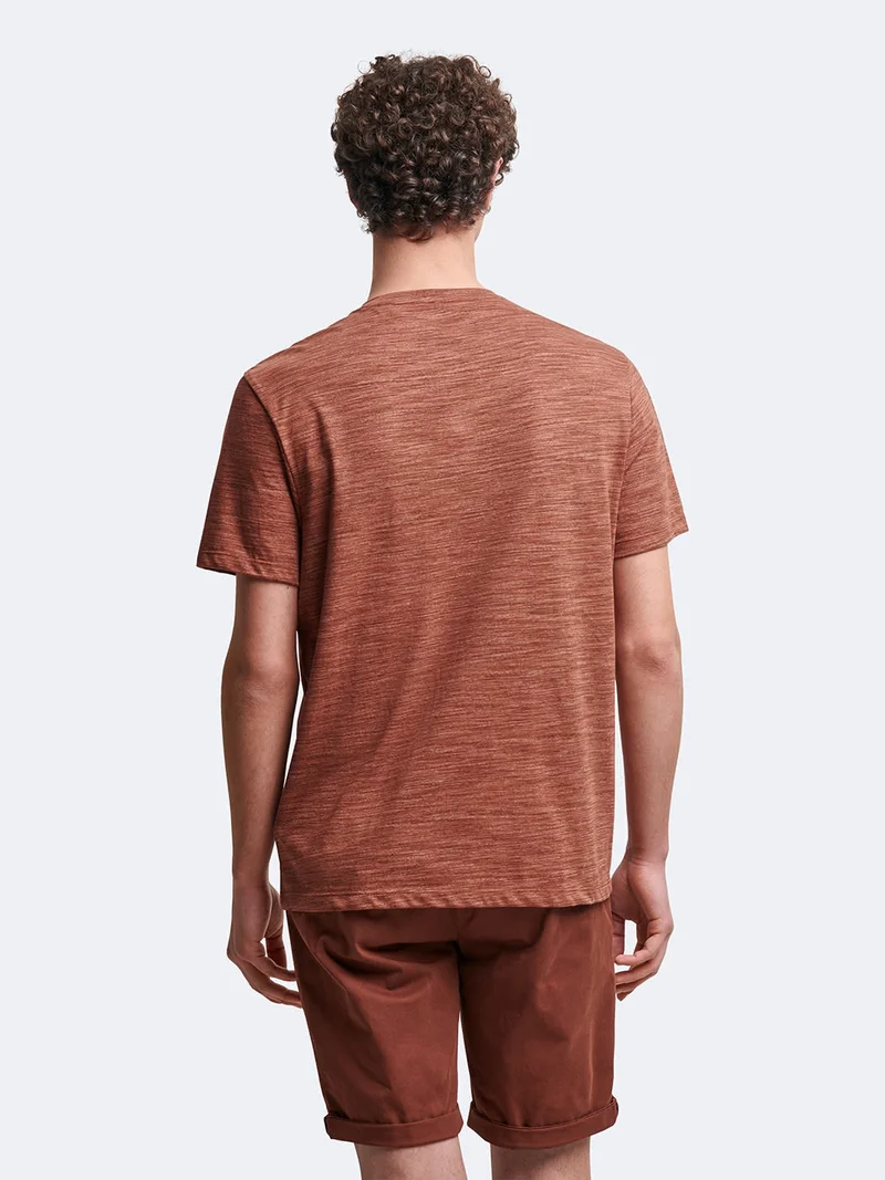 T-shirt col tunisien en coton faux-uni
