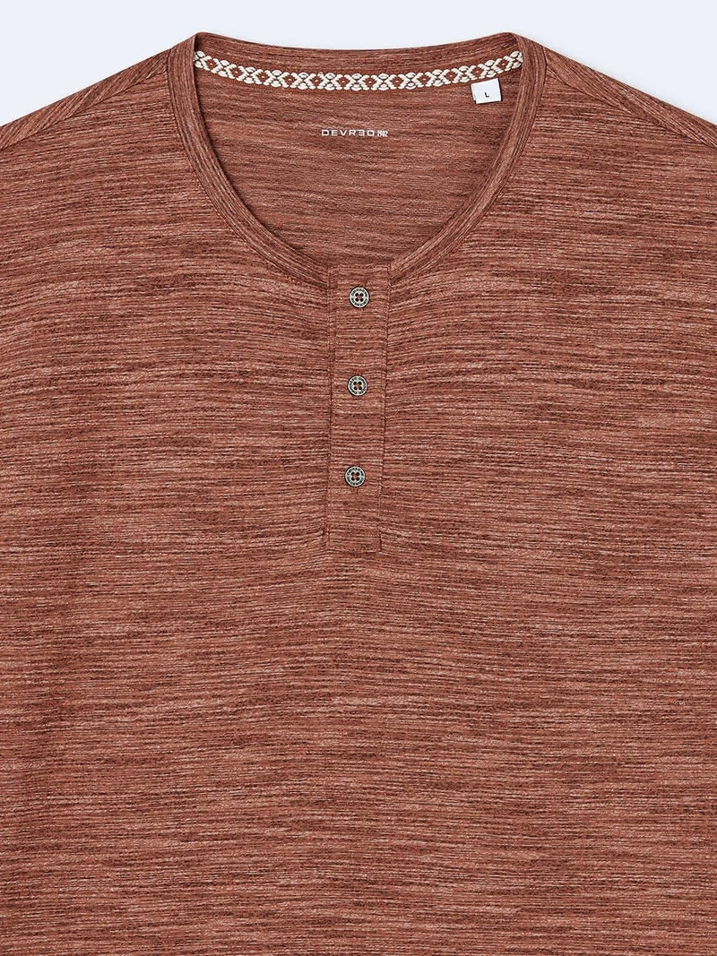 T-shirt col tunisien en coton faux-uni