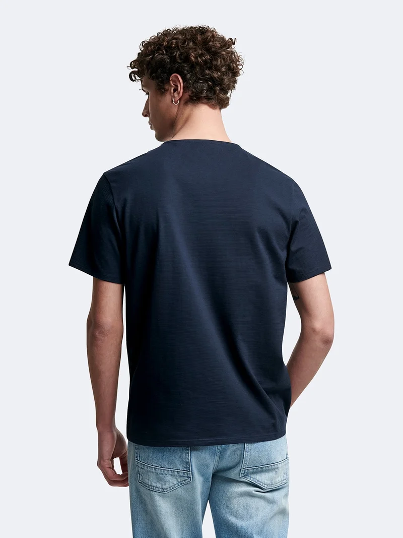 T-shirt col tunisien en coton