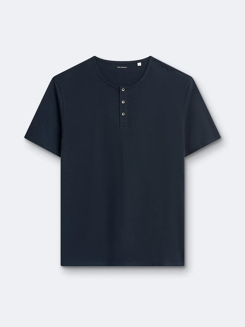 T-shirt col tunisien en coton