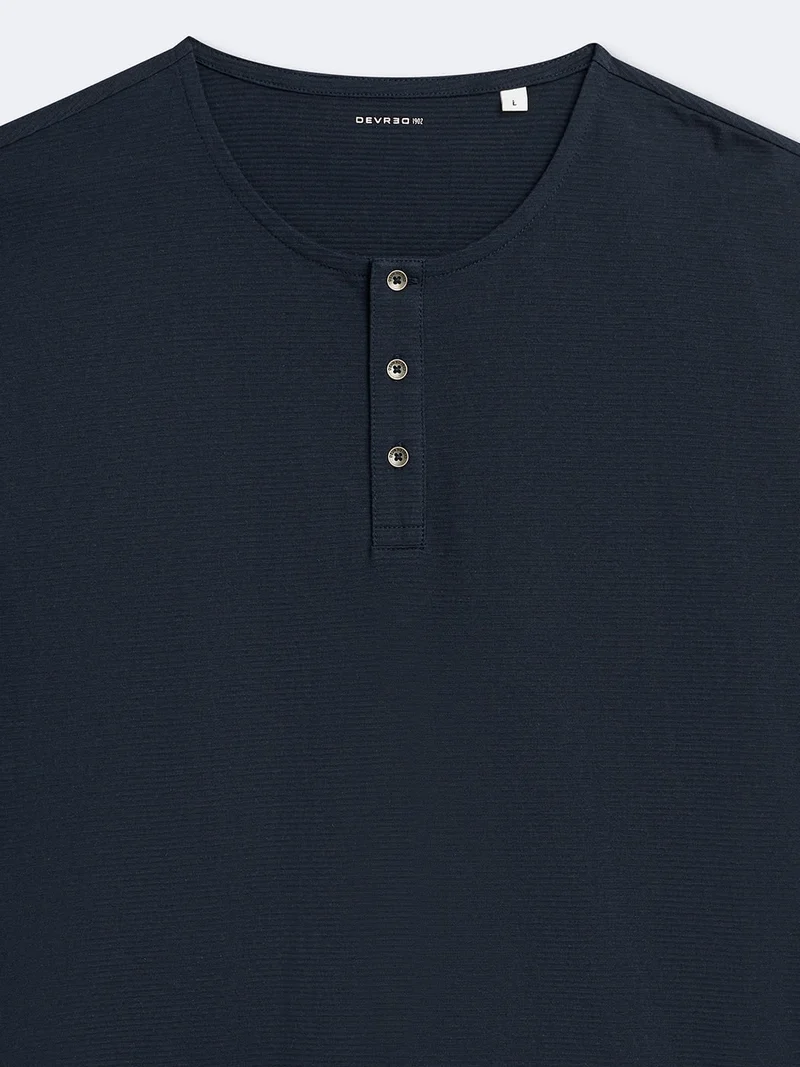 T-shirt col tunisien en coton