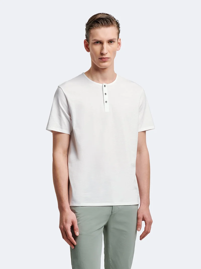 T-shirt col tunisien en coton
