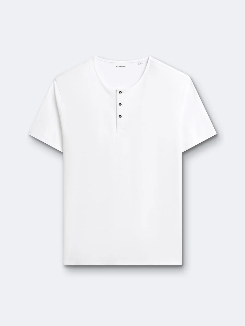 T-shirt col tunisien en coton