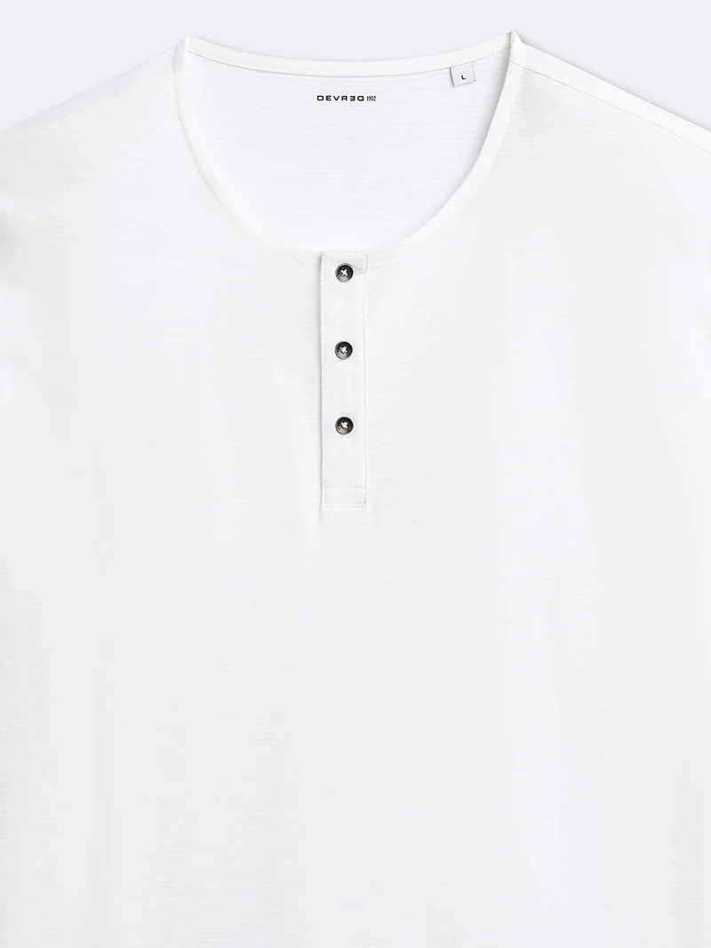 T-shirt col tunisien en coton