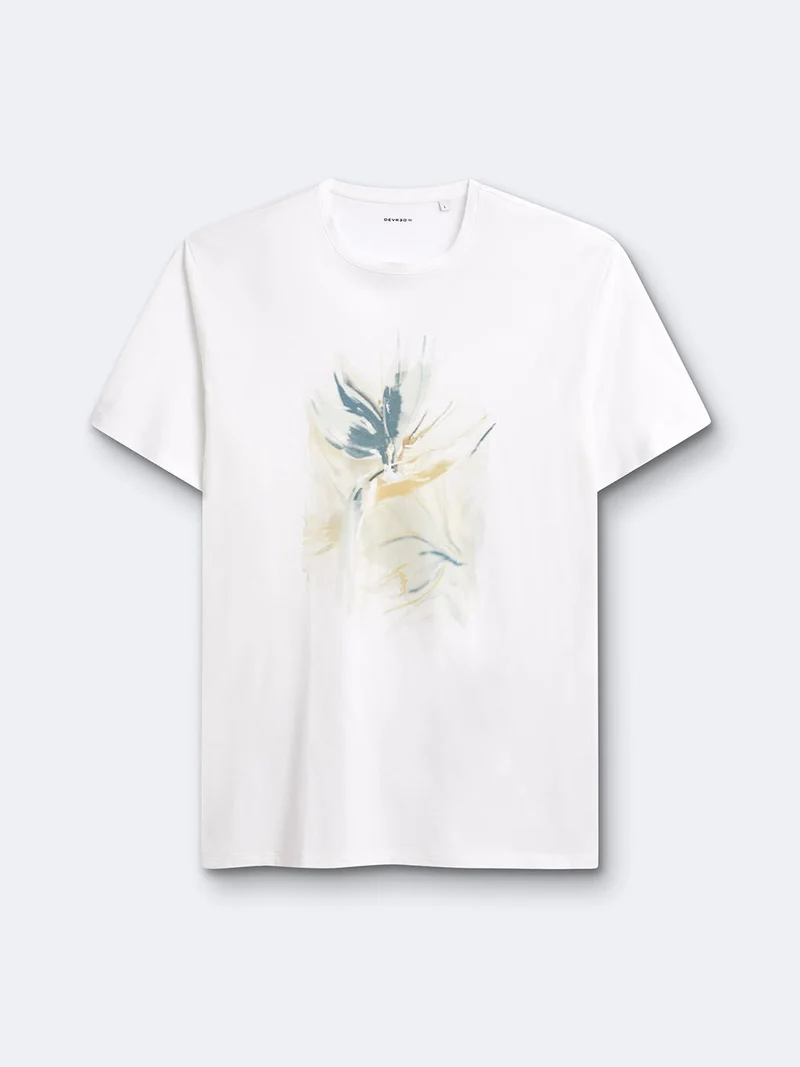 T-shirt col rond en coton à motif