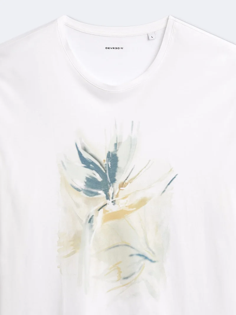 T-shirt col rond en coton à motif