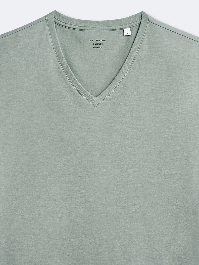 T-shirt col V mélange coton Supima®