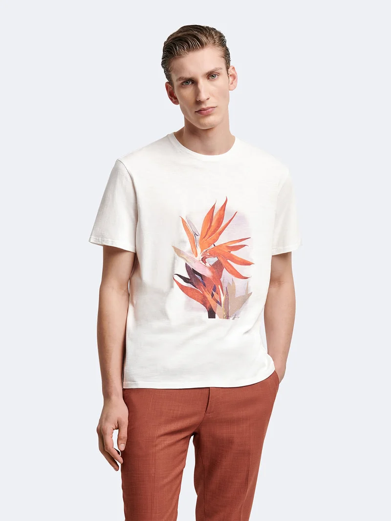 T-shirt col rond 100% coton à motif