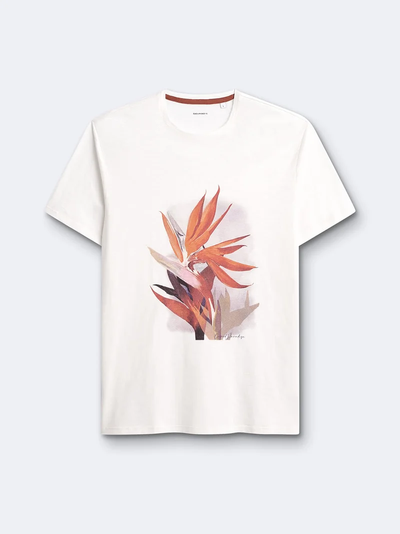 T-shirt col rond 100% coton à motif