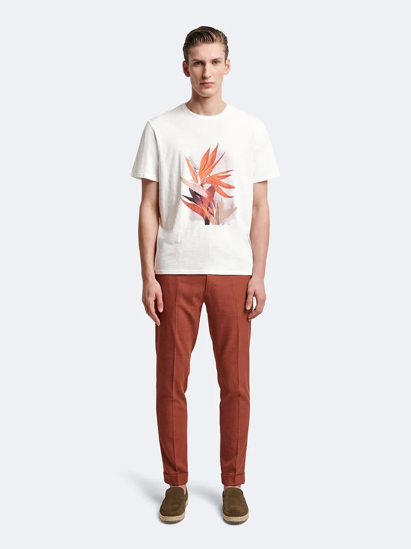 T-shirt col rond 100% coton à motif