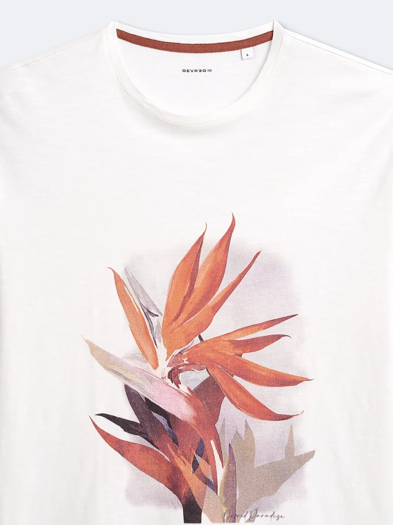T-shirt col rond 100% coton à motif
