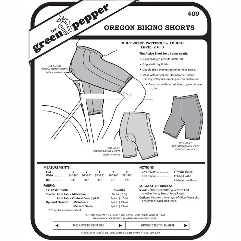 PATRON DE COUTURE PDF | Cuissard de vélo Oregon pour adulte | UNISEXE | The Green Pepper