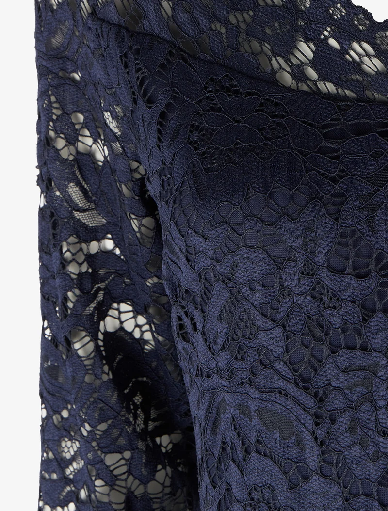 Combinaison en dentelle à boucle bijou - Marine