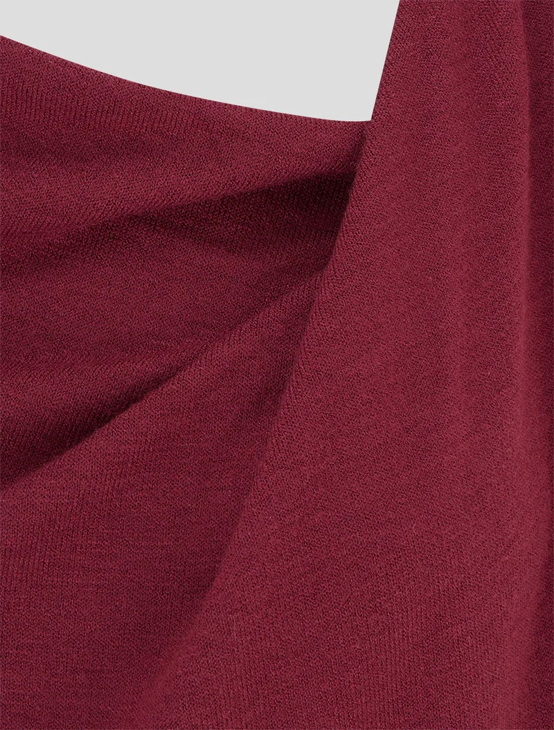 Robe bimatière droite style portefeuille - Lie de vin