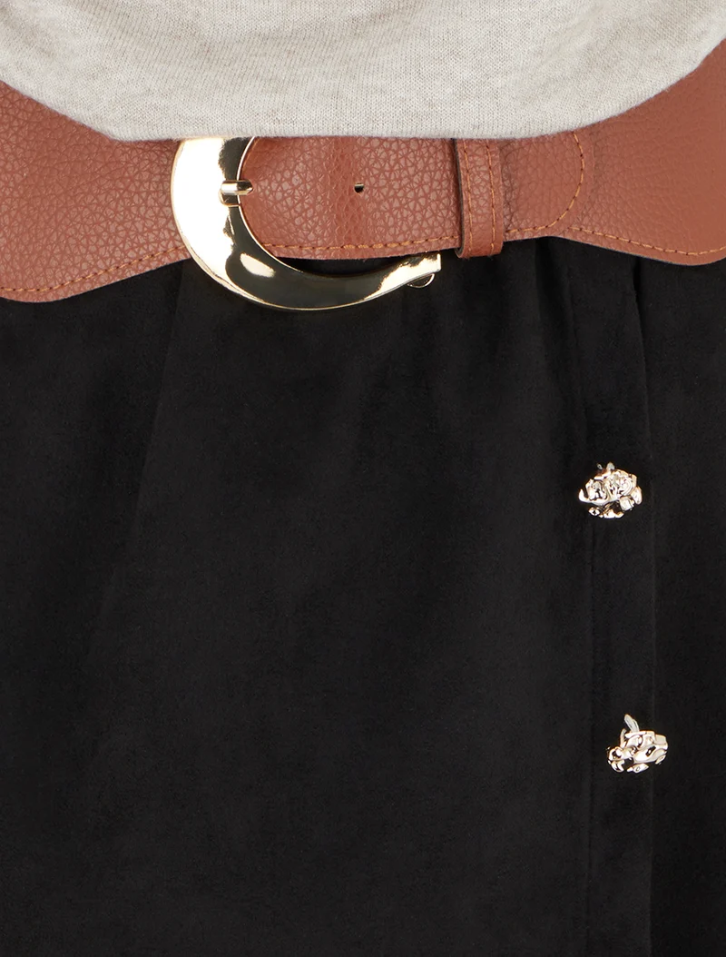 Robe bimatière droite style portefeuille - Beige