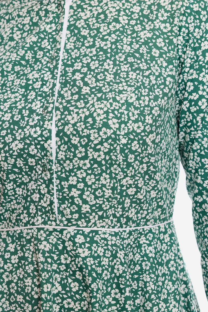 Inori|100% Cotton Mini Dress With Piping