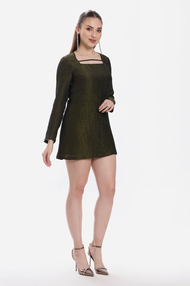 Lusy|100% Viscose A-Line Mini Dress