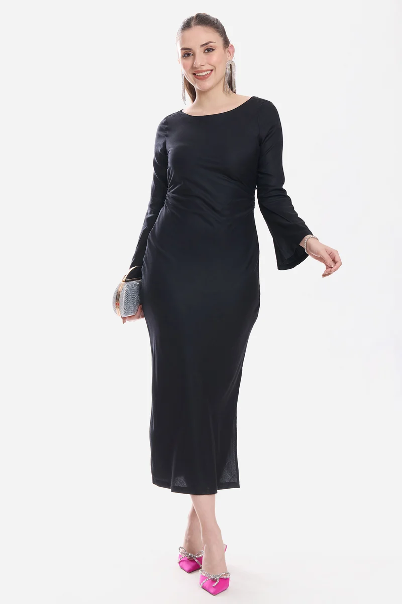 Maais|100% Viscose A-Line Maxi Dress