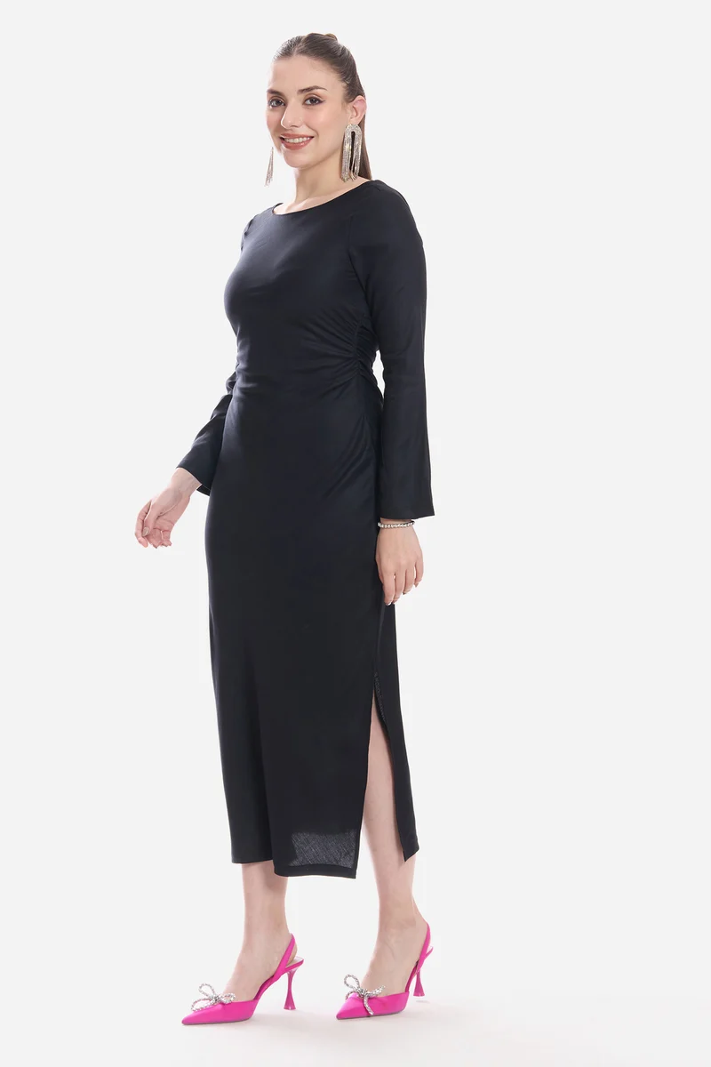 Maais|100% Viscose A-Line Maxi Dress