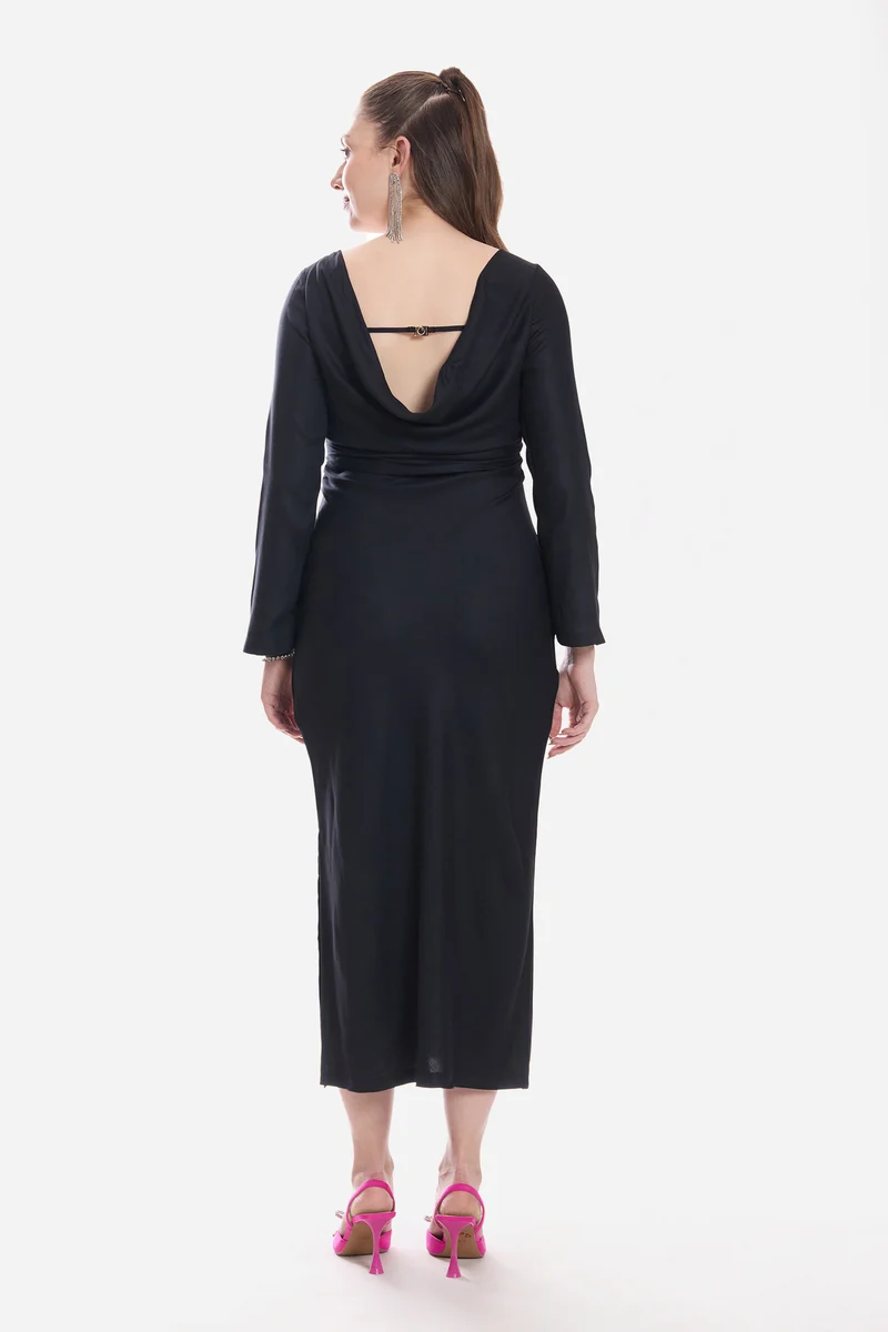 Maais|100% Viscose A-Line Maxi Dress