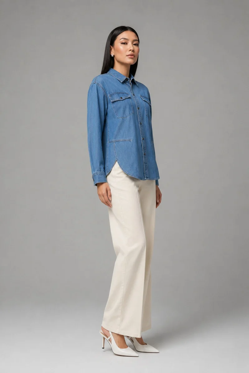 Isebyl|100% Cotton Denim Oversized Shirt