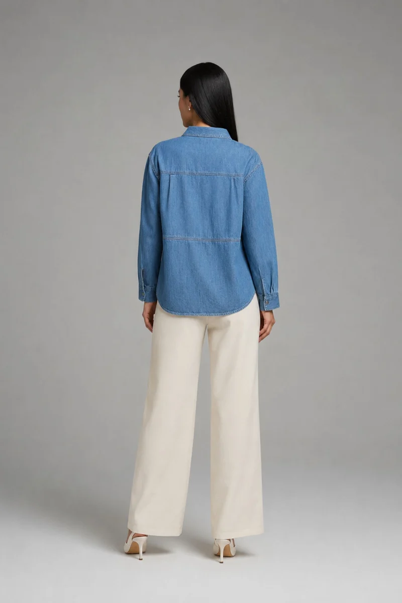 Isebyl|100% Cotton Denim Oversized Shirt