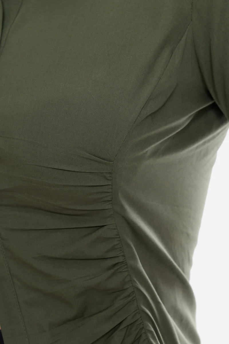 Celina|100% Cotton Shirt With Asymmetric Hem