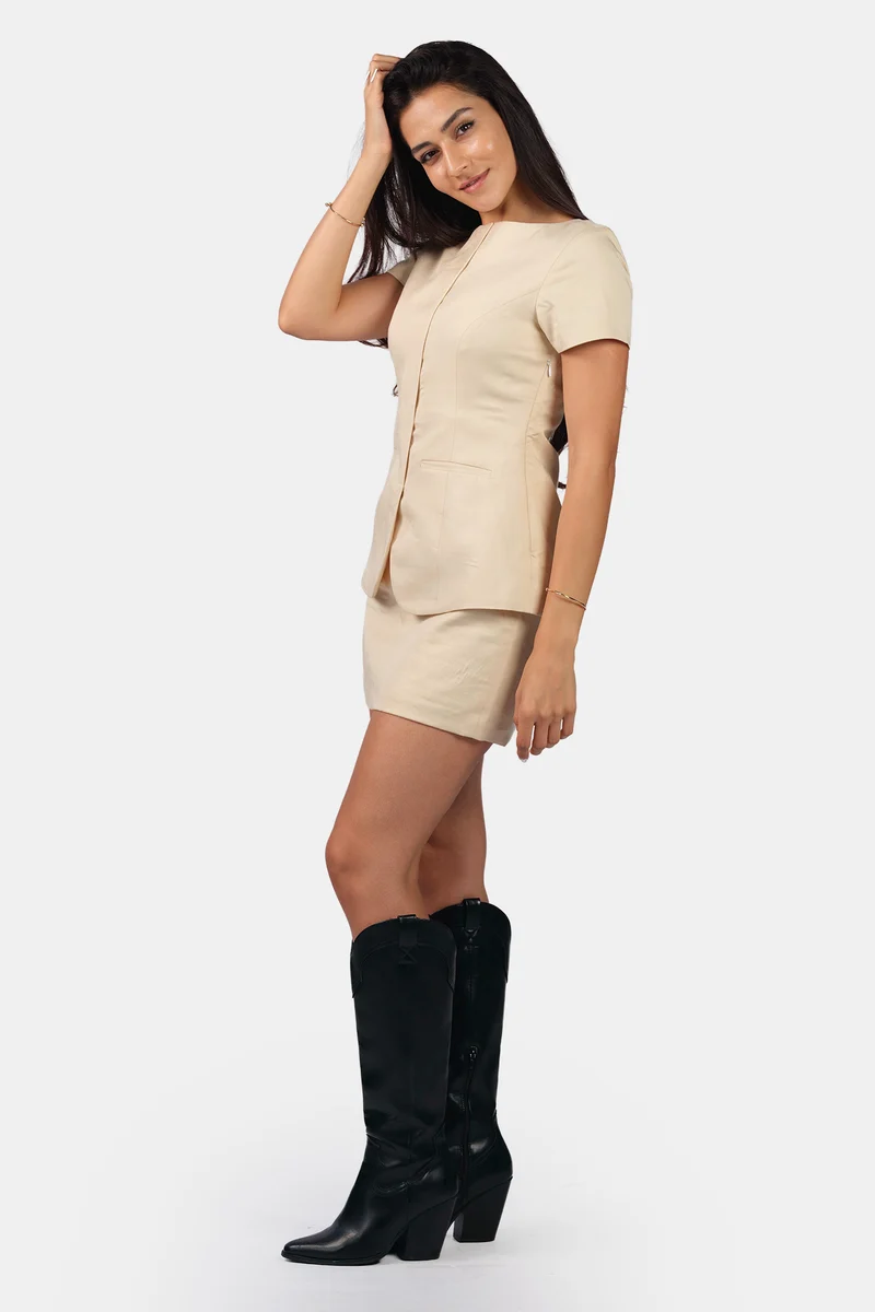 Anna|100% Tencel Two In One Belted Mini Dress