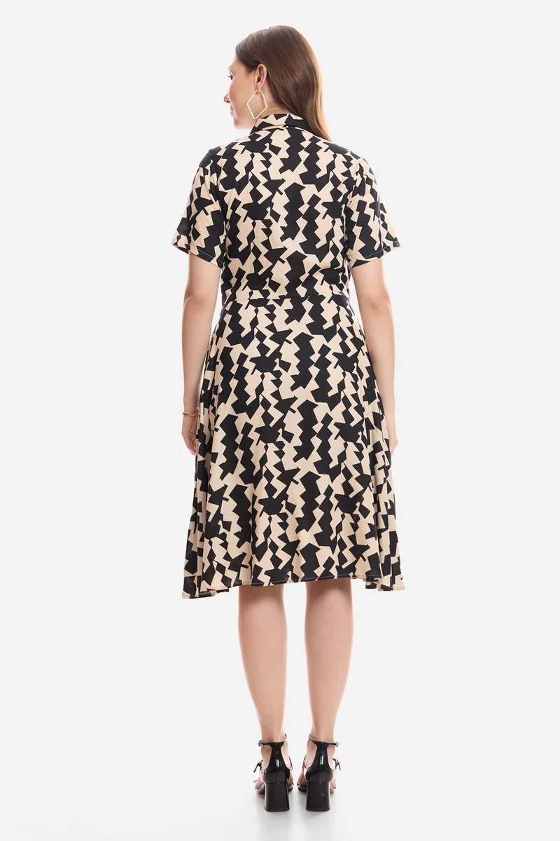 Ciella|100% Viscose Knee Length Workwear Dress