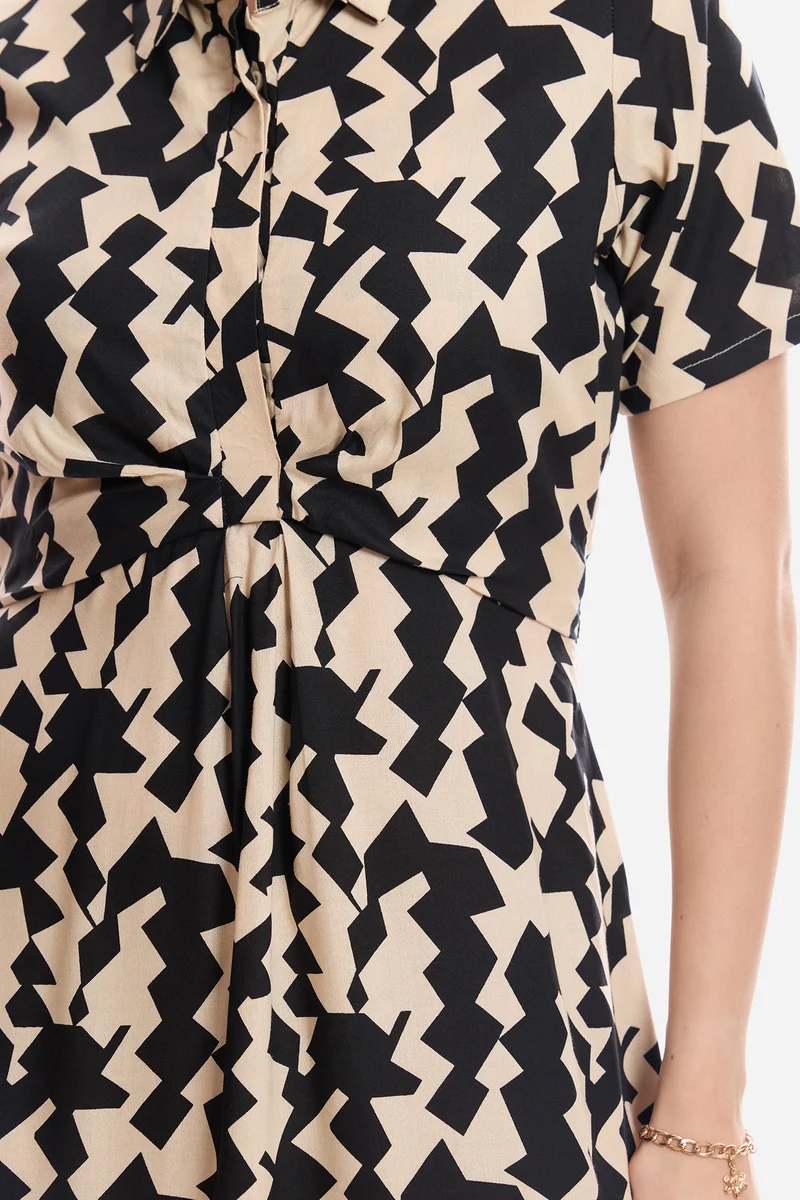Ciella|100% Viscose Knee Length Workwear Dress