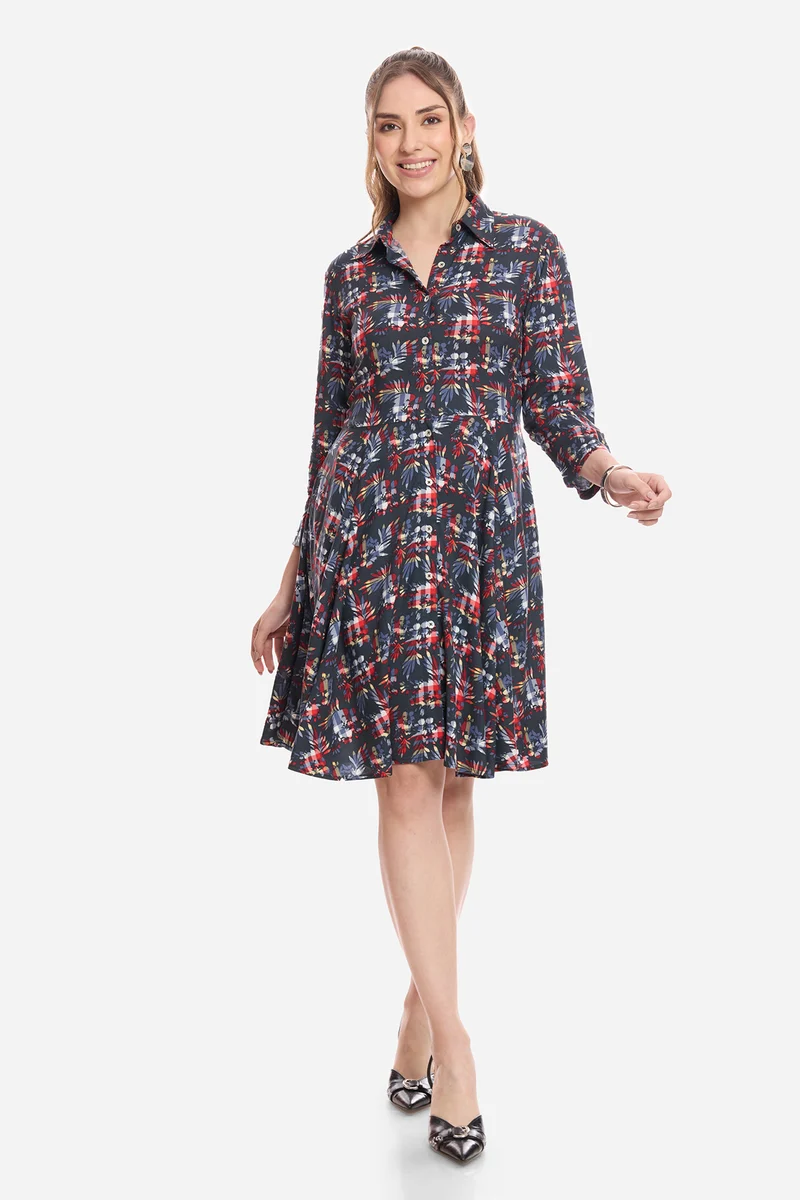 Havah|100% Viscose Mini Shirt Dress