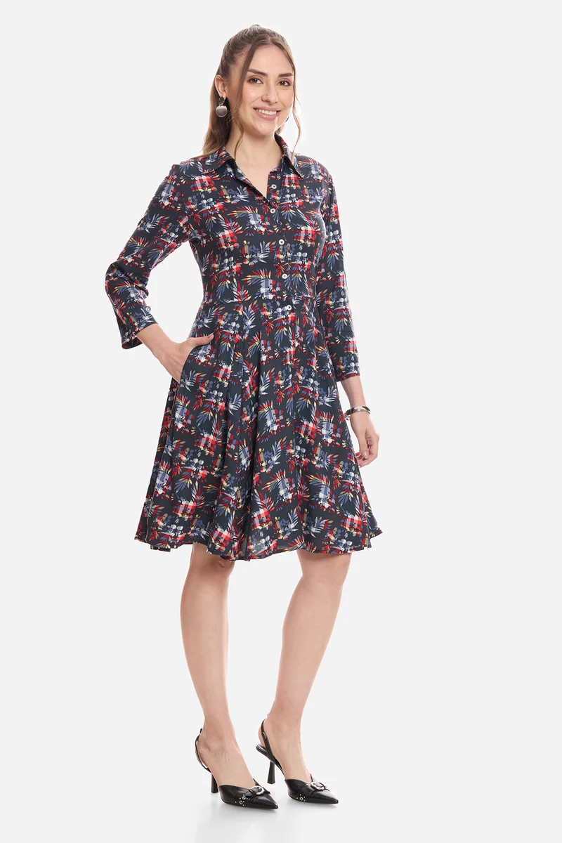 Havah|100% Viscose Mini Shirt Dress