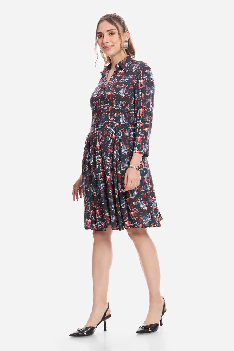 Havah|100% Viscose Mini Shirt Dress